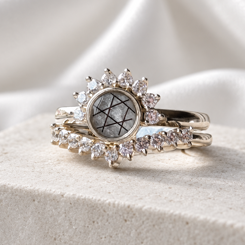 925 Silver Half Halo Crystal Ring