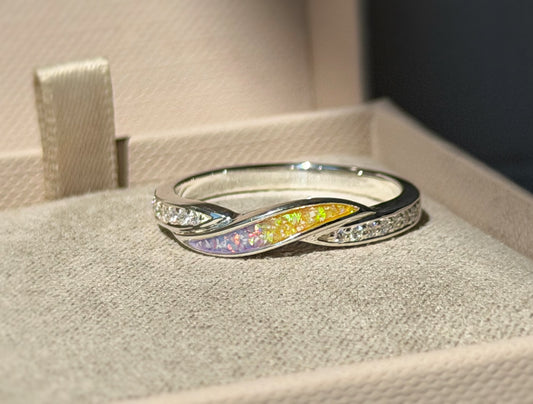 925 Silver Wave Crystal Band Ring