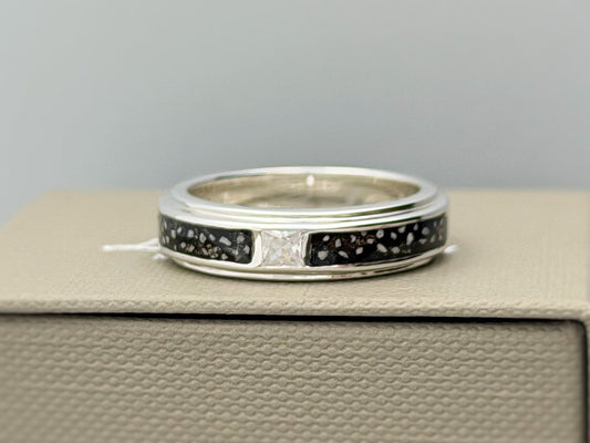 925 Silver Unisex 5mm Double Channel Crystal Band Ring