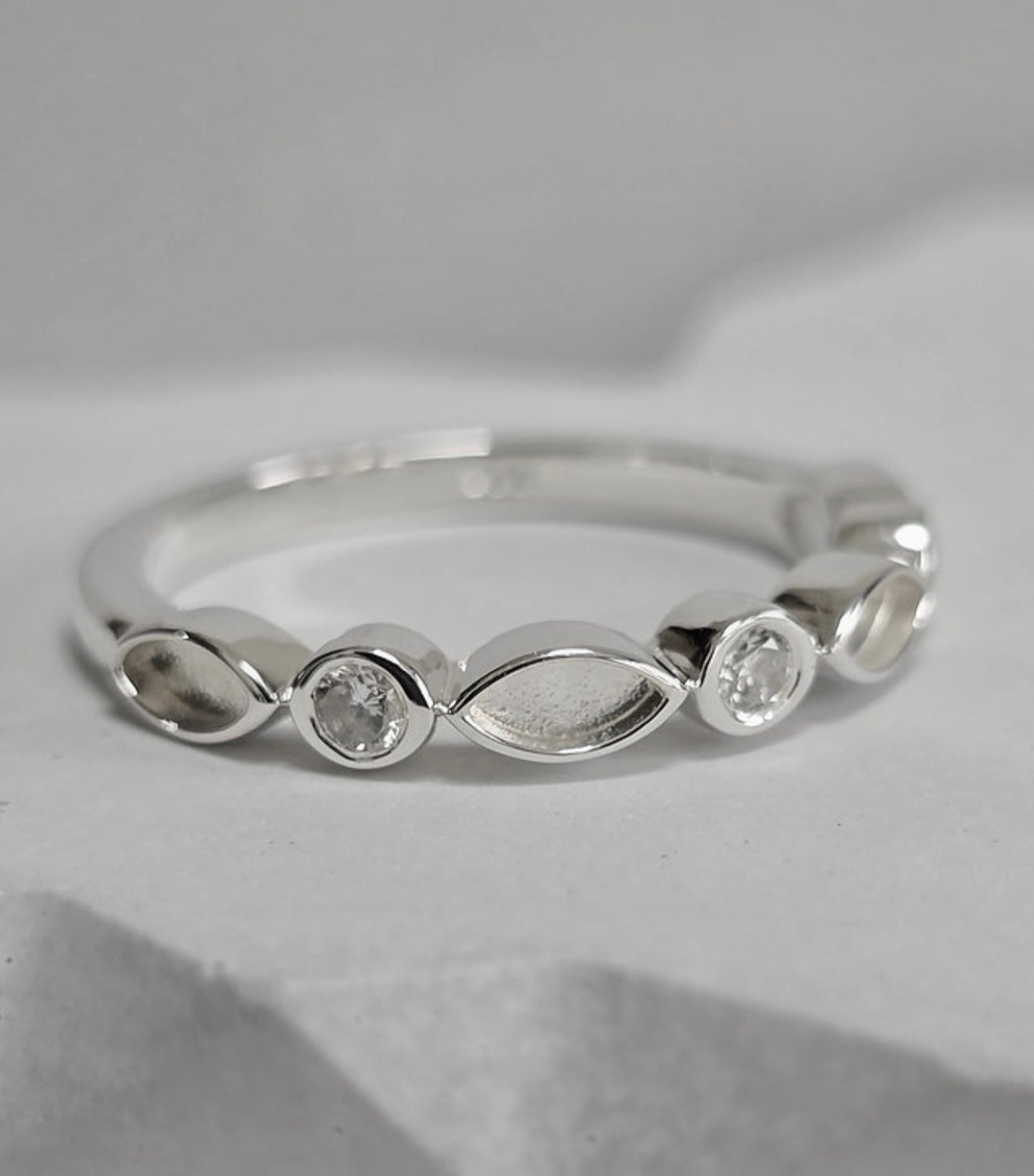 925 Silver Marquise Bezel Set Eternity Ring