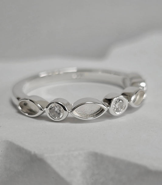 925 Silver Marquise Bezel Set Eternity Ring