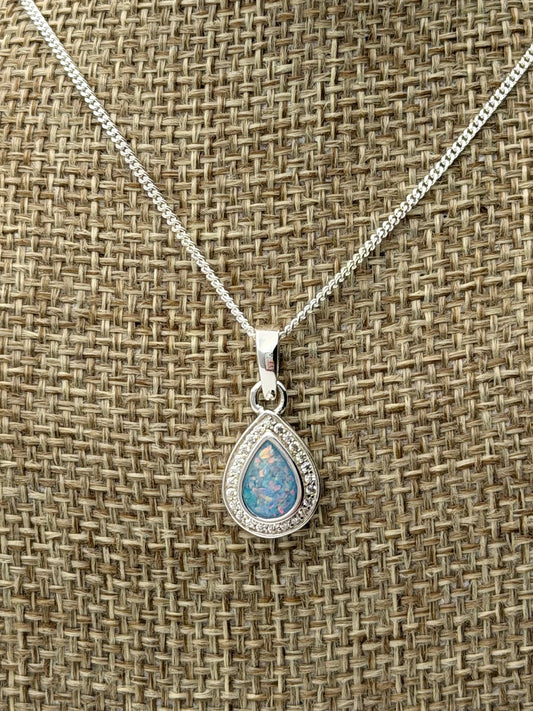 925 Silver Pear Drop Crystal Pendant