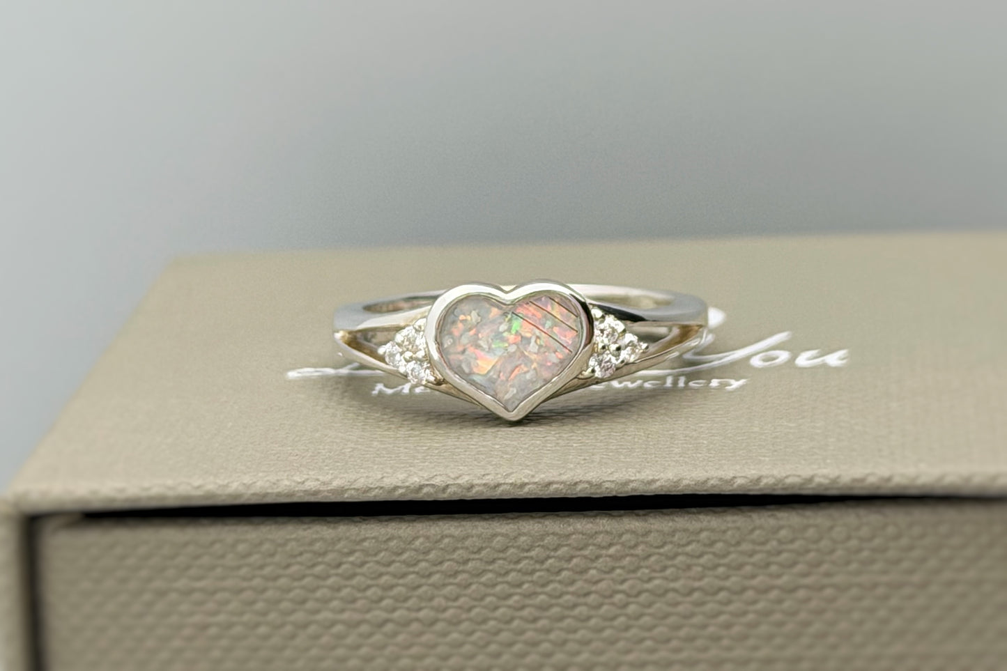 925 Silver Heart Crystal Cluster Ring