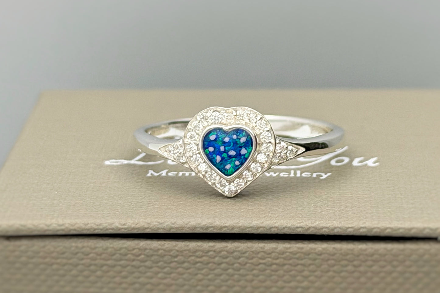 Silver Heart Crystal Halo Ring