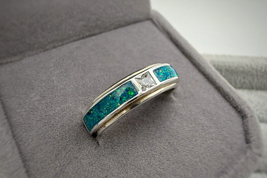 925 Silver Unisex 5mm Double Channel Crystal Band Ring