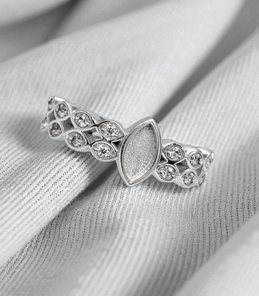 925 Silver Double Band Crystal Marquise Ring