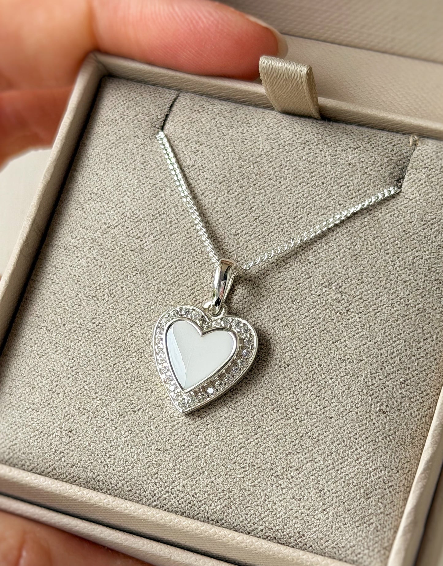 925 Silver Heart Crystal Surround Pendant