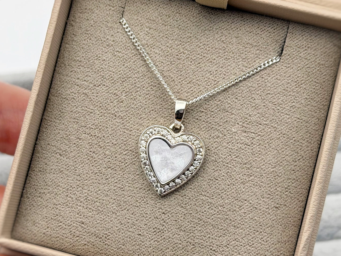 925 Silver Heart Crystal Surround Pendant