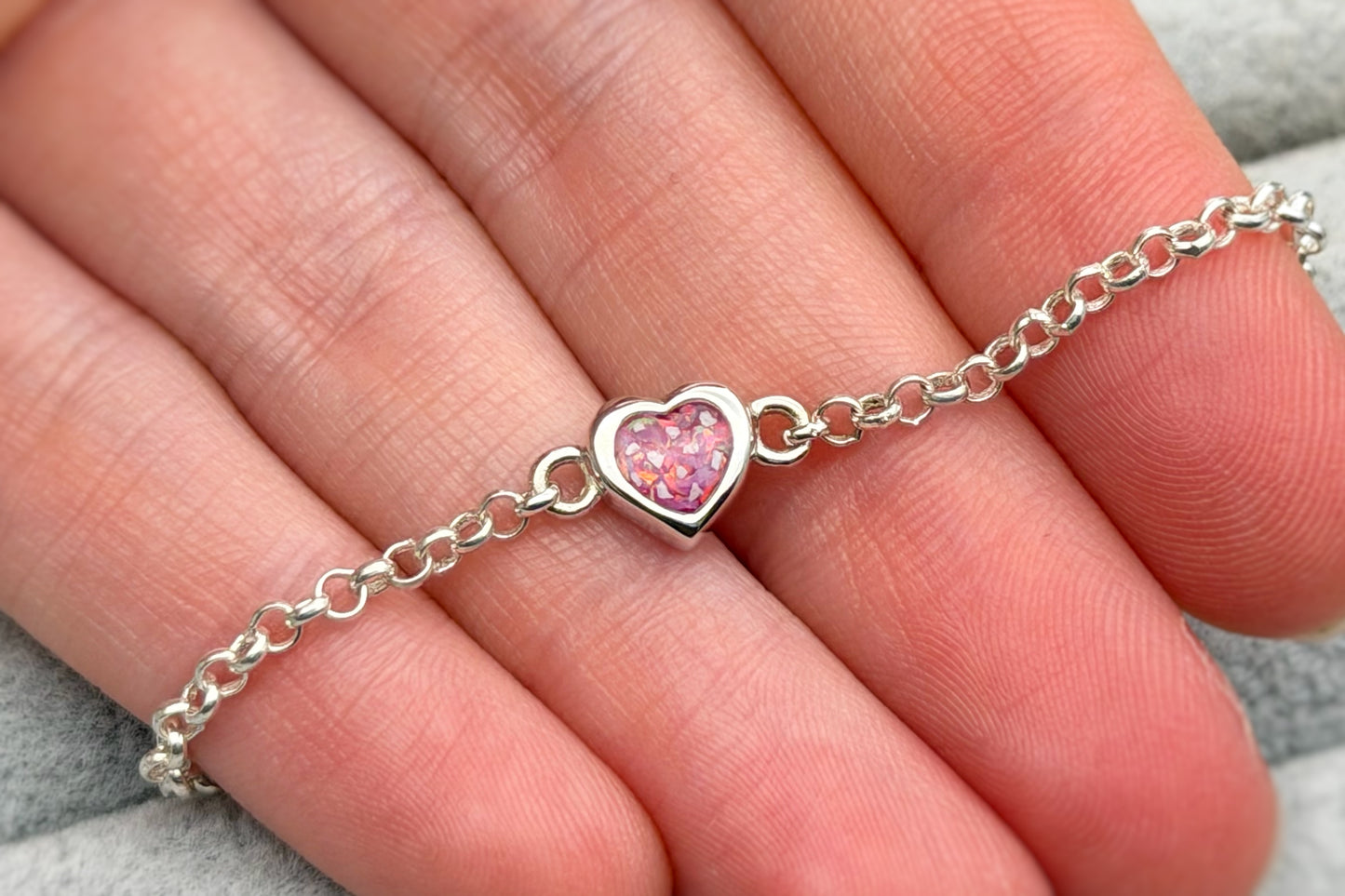 925 Silver Adjustable Belcher Chain Heart Bracelet