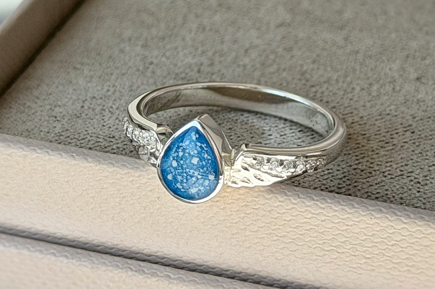 925 Silver Crystal Winged Teardrop Ring
