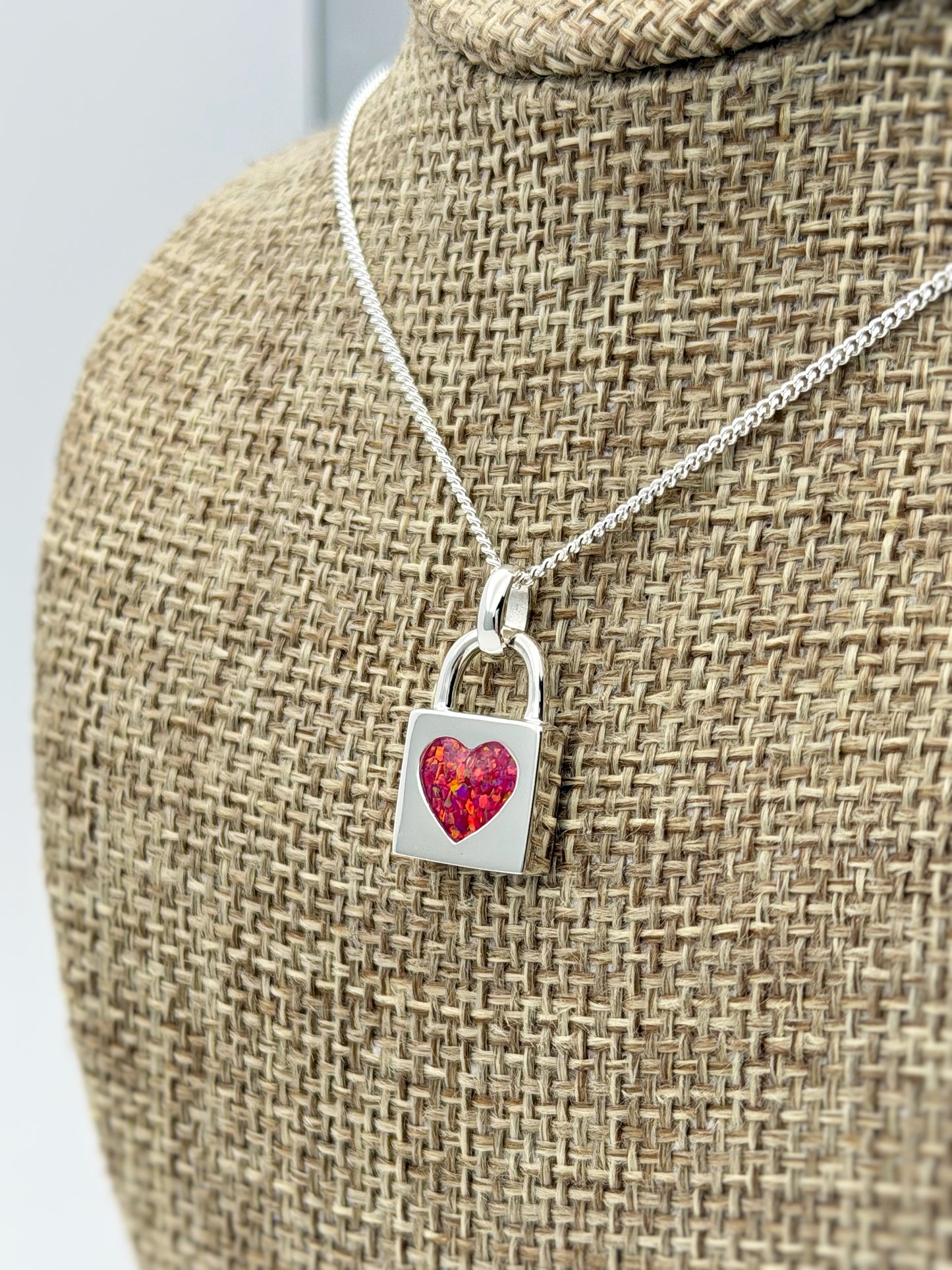 925 Silver Padlock Heart Pendant