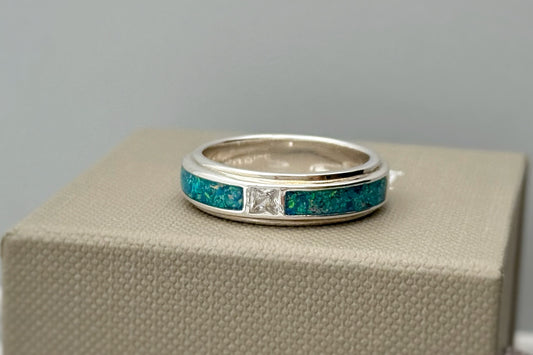925 Silver Unisex 5mm Double Channel Crystal Band Ring