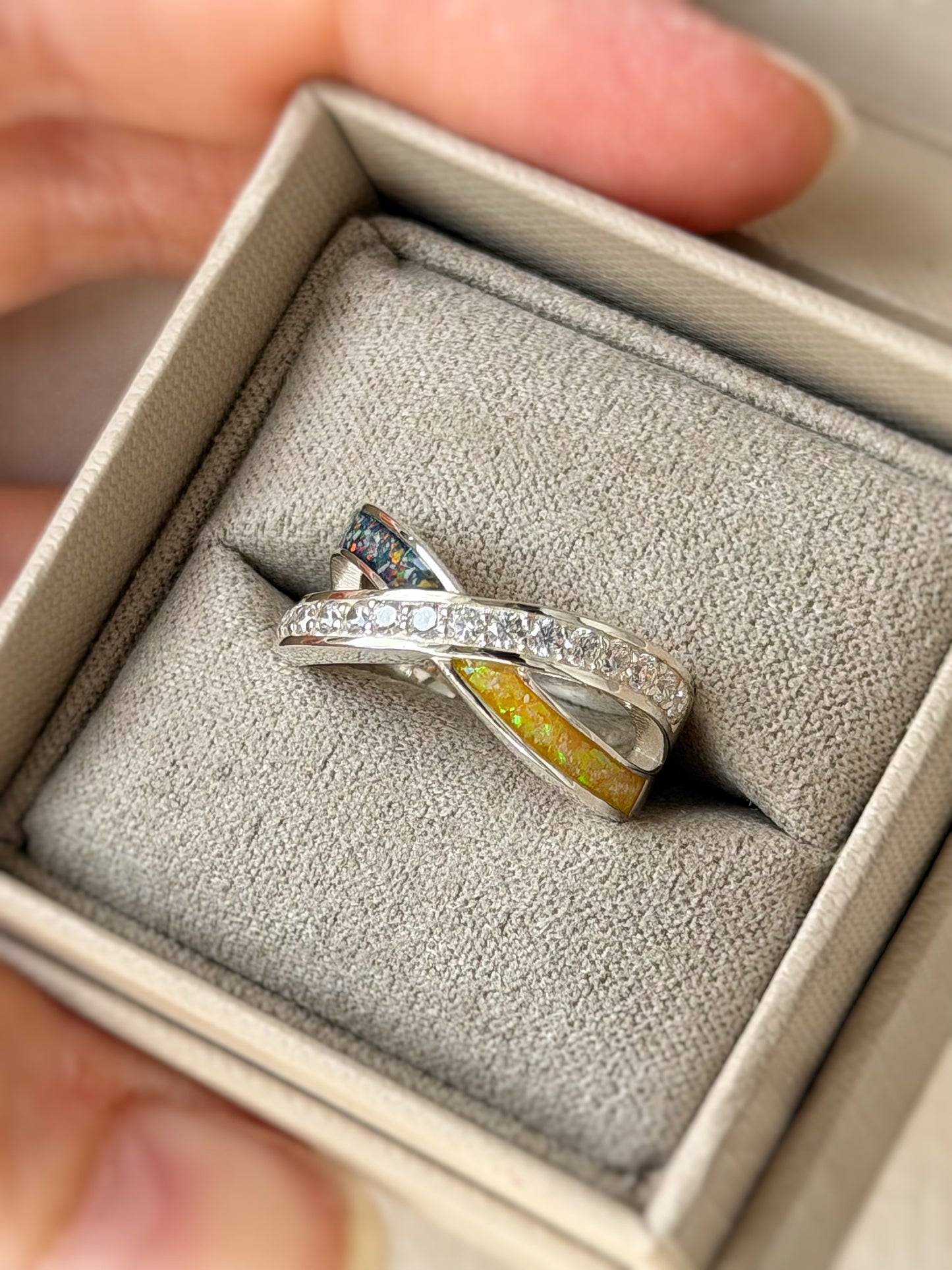 925 Silver Two Stone Reverse Infinity Crystal Ring