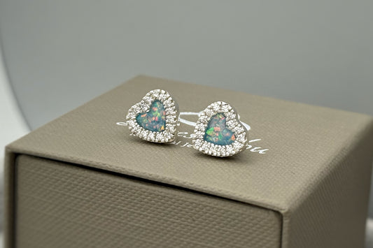 925 Silver Heart Crystal Stud Memorial Earrings