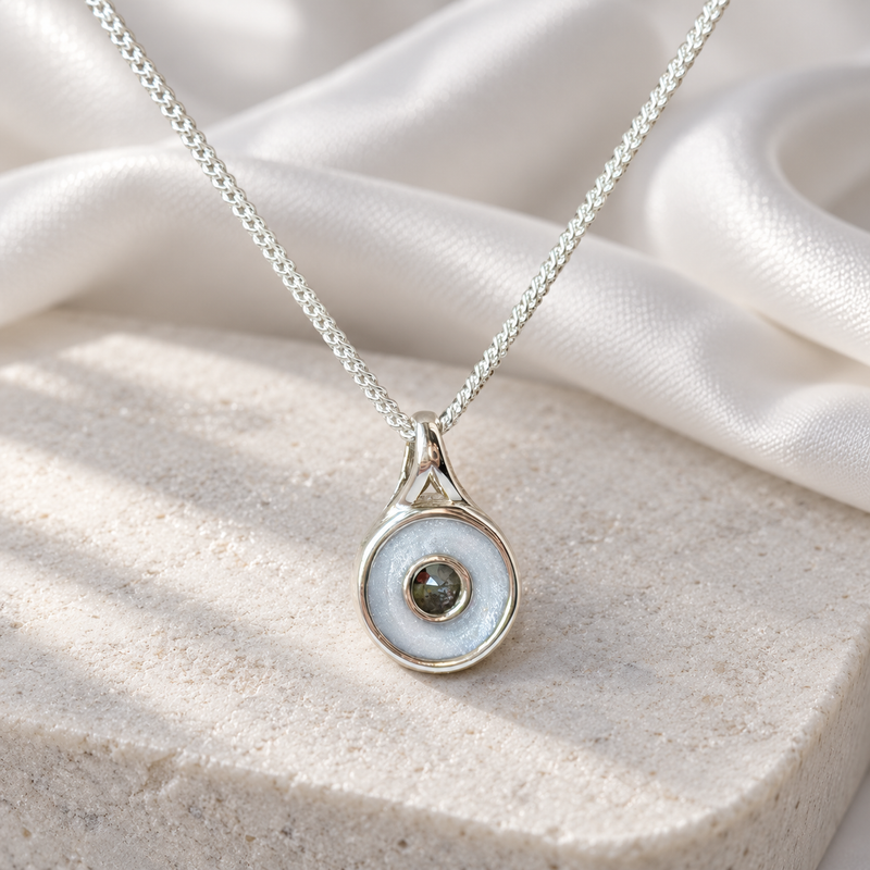 Round Crystal Secretly Set Ashes Pendant