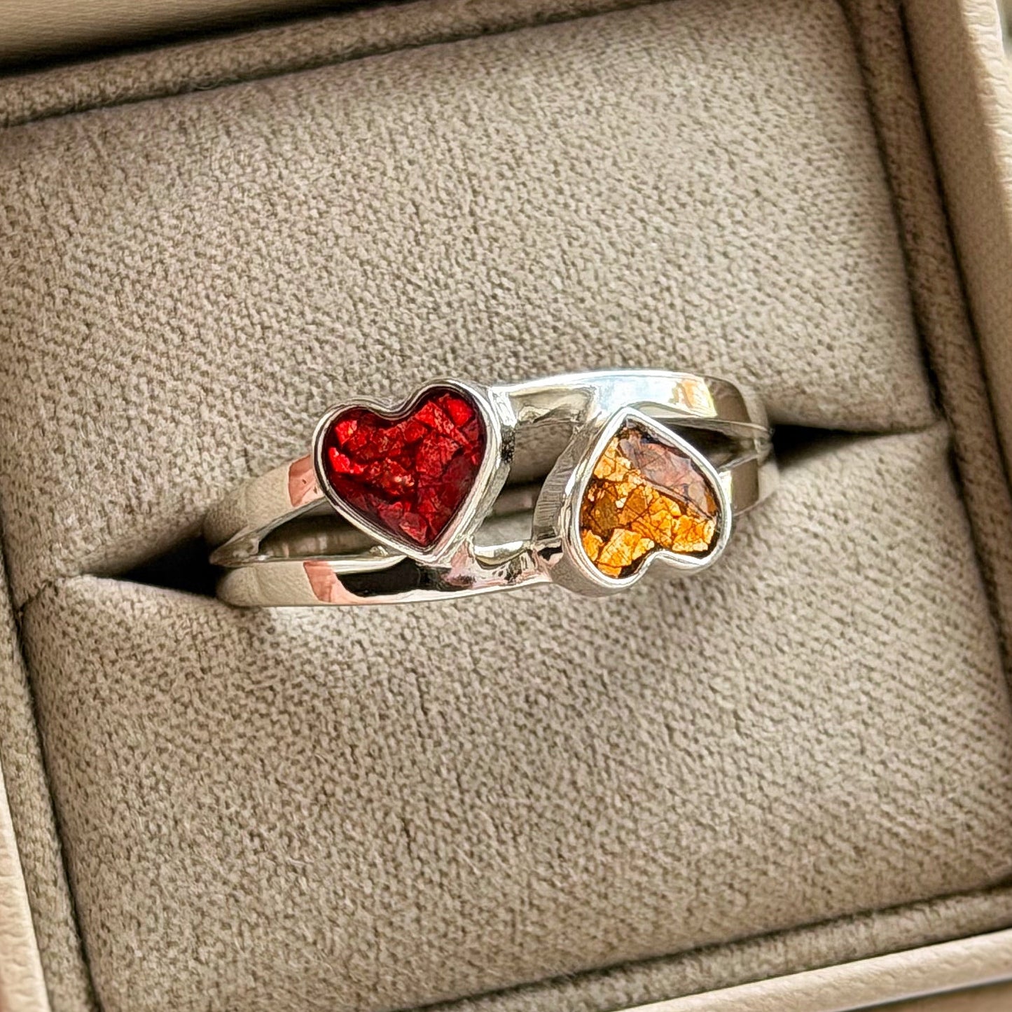 925 Silver Double Heart Ring