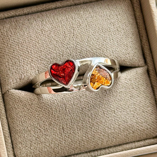 925 Silver Double Heart Ring