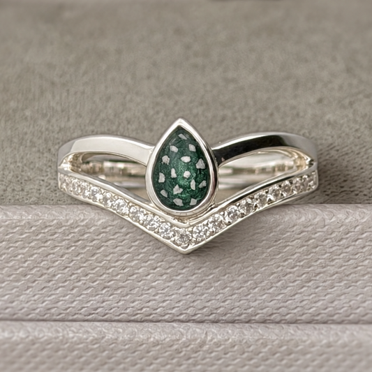 925 Silver Pear Crystal Wishbone Ring