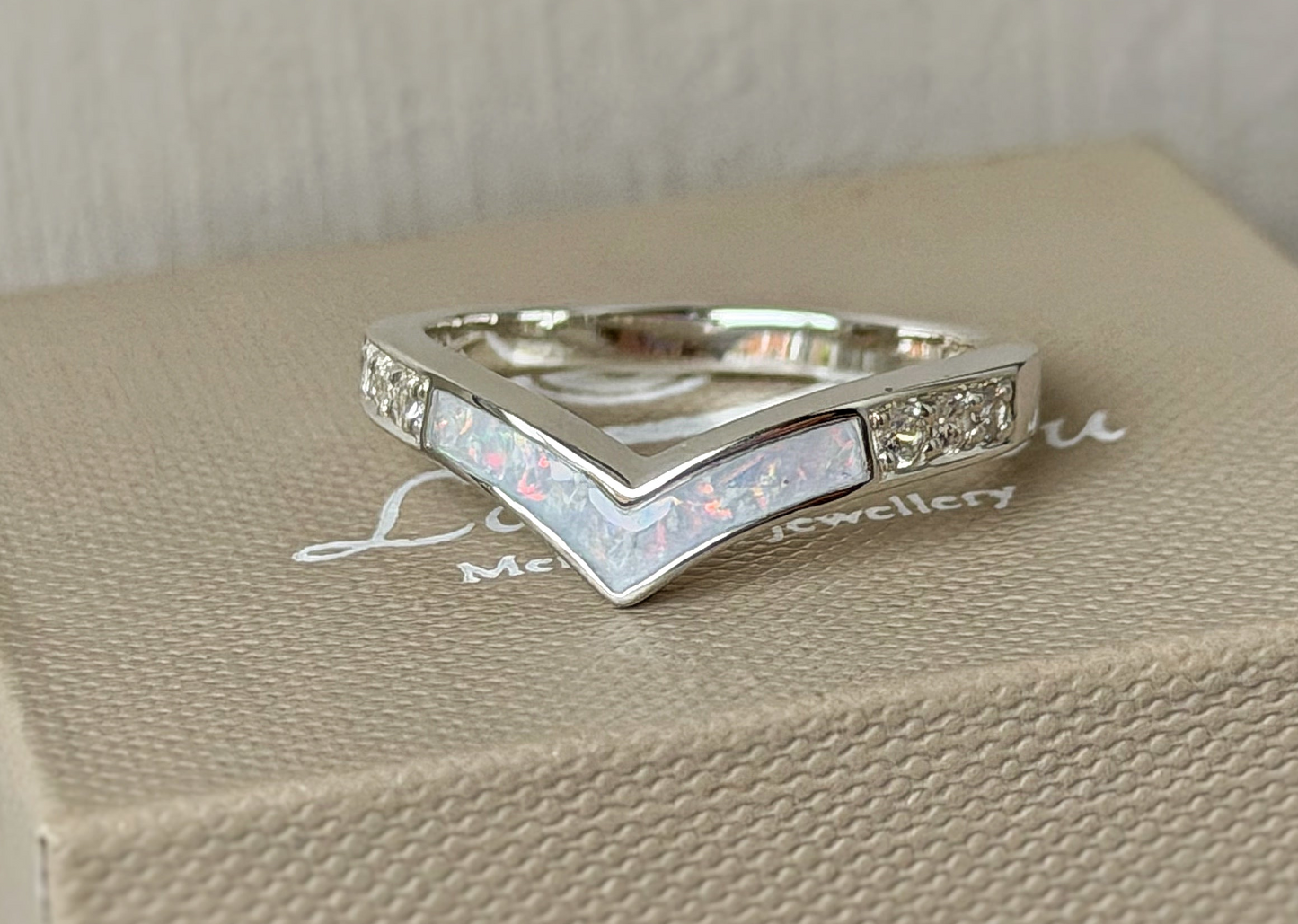 925 Silver Crystal Wishbone Ring