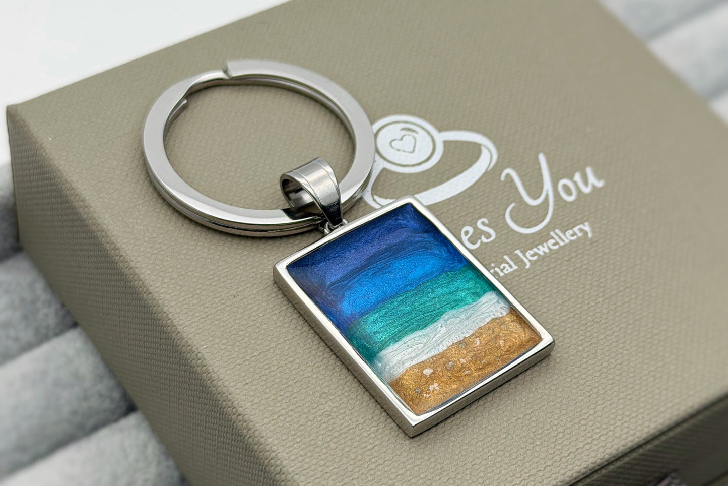 Stainless Steel Rectangular Memorial Keyring