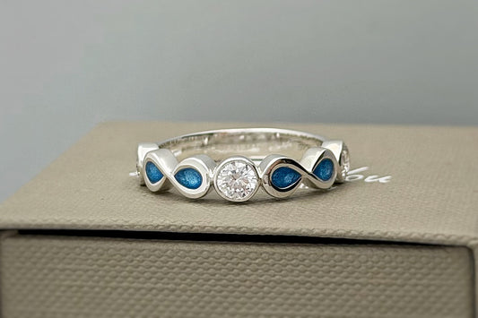 925 Silver Double Infinity Crystal Band Ring