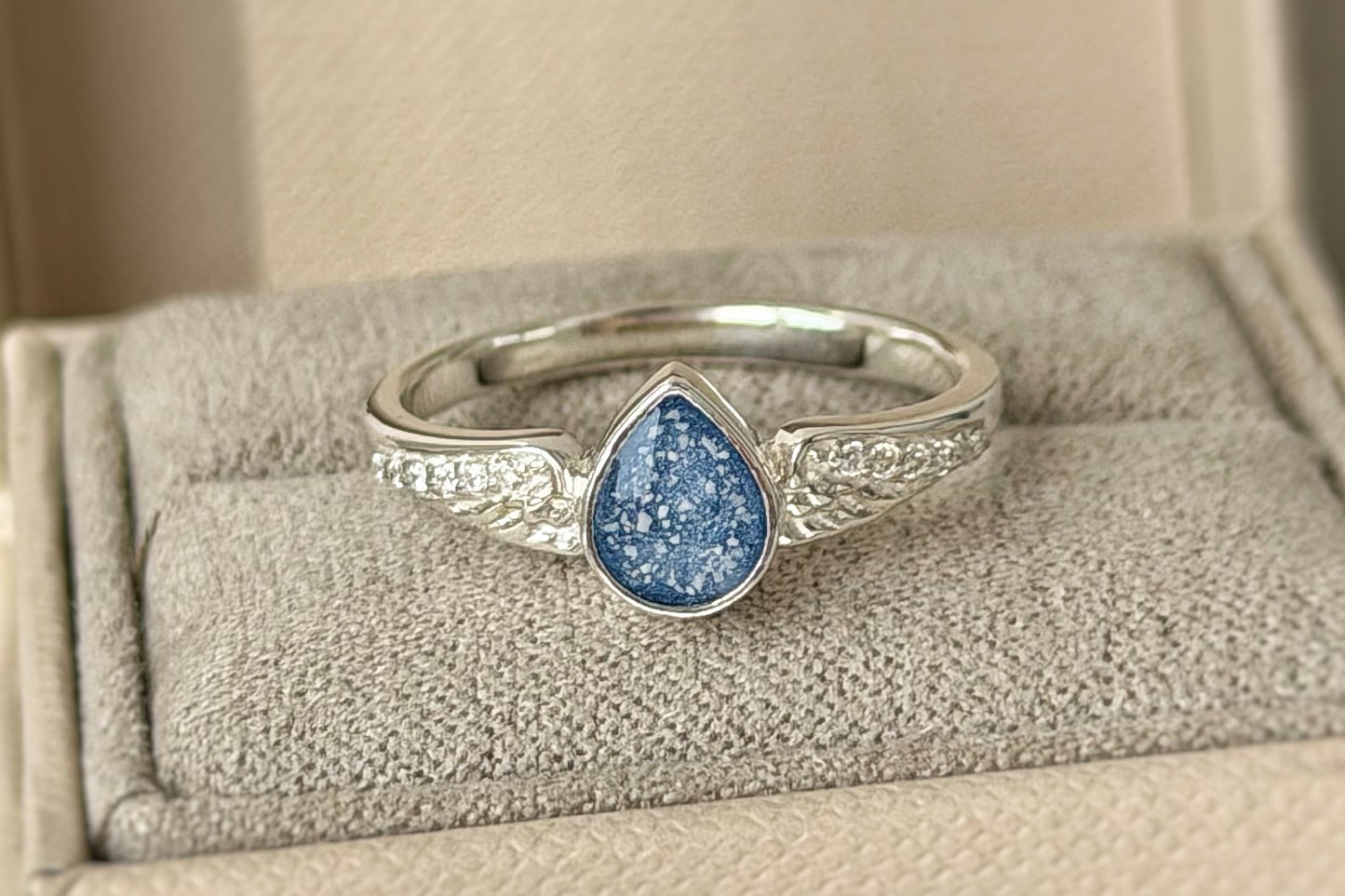 925 Silver Crystal Winged Teardrop Ring