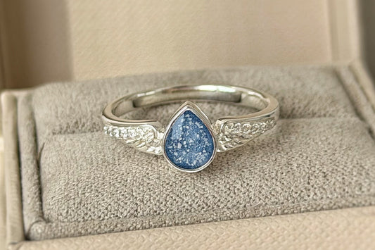 925 Silver Crystal Winged Teardrop Ring