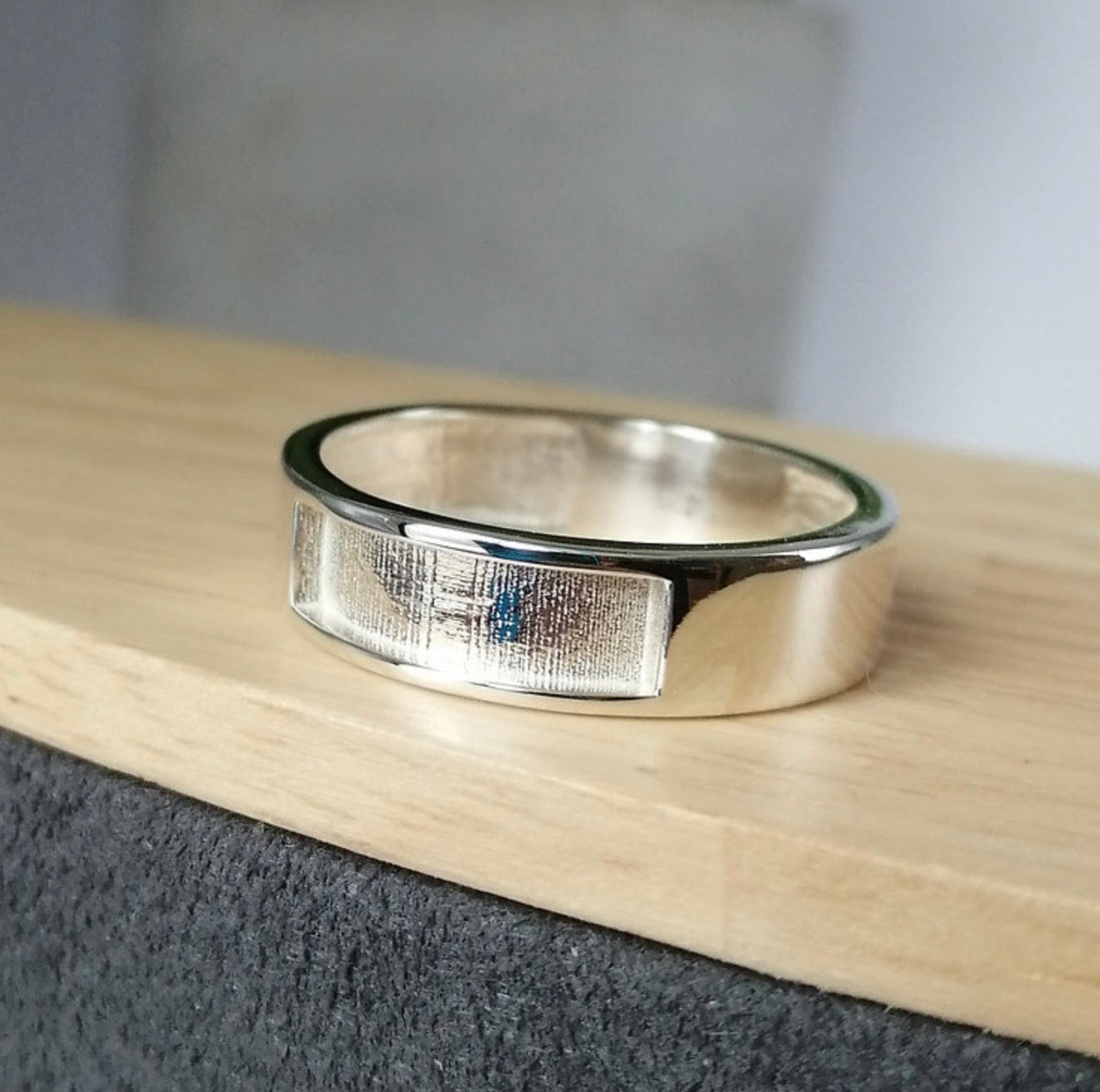 925 Silver Unisex 6mm Squared Channel Band Ring