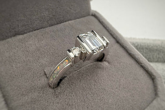 925 Silver Emerald Cut Solitaire Ring
