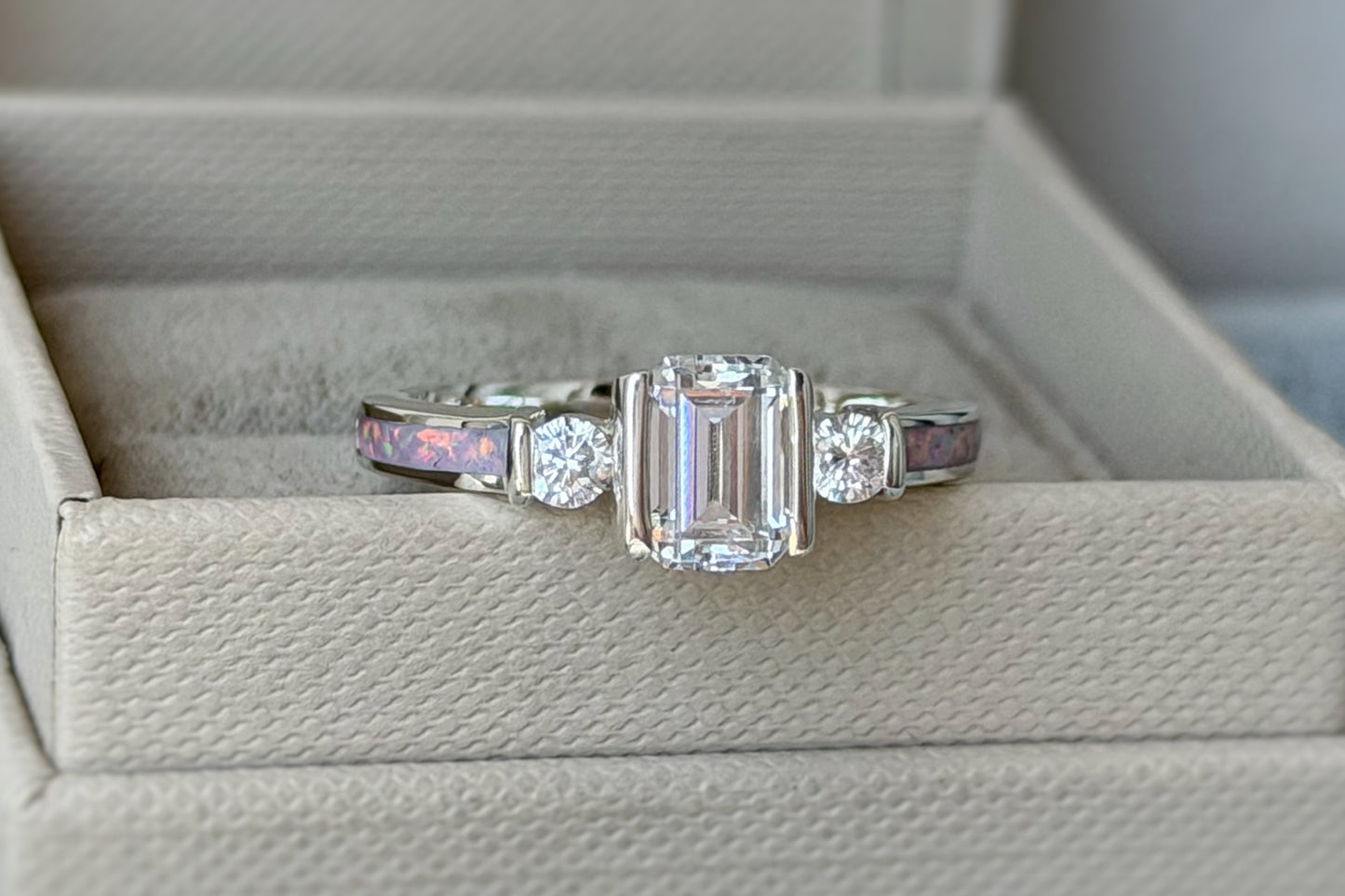 925 Silver Emerald Cut Solitaire Ring