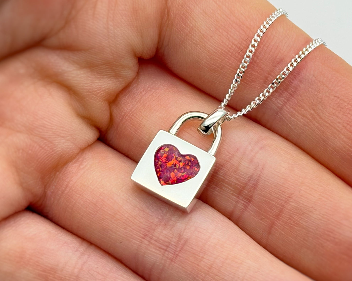 925 Silver Padlock Heart Pendant
