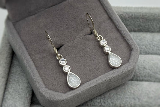925 Silver Crystal Tear Drop Memorial Drop Earrings
