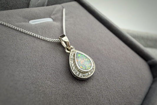 925 Silver Pear Drop Crystal Pendant
