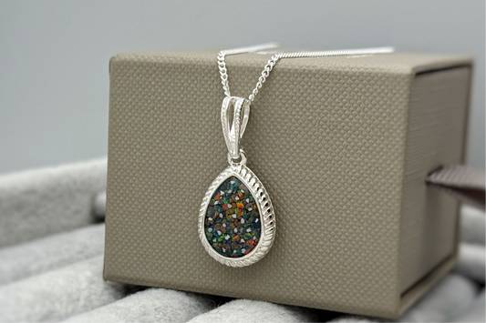 925 Silver Rope Edged Tear Drop Pendant