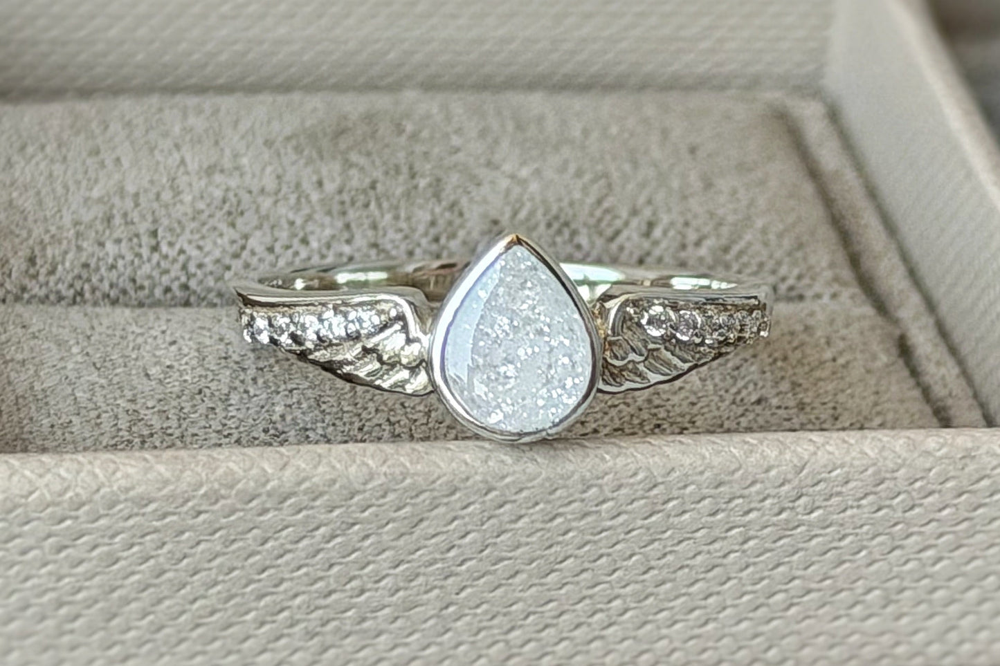 925 Silver Crystal Winged Teardrop Ring