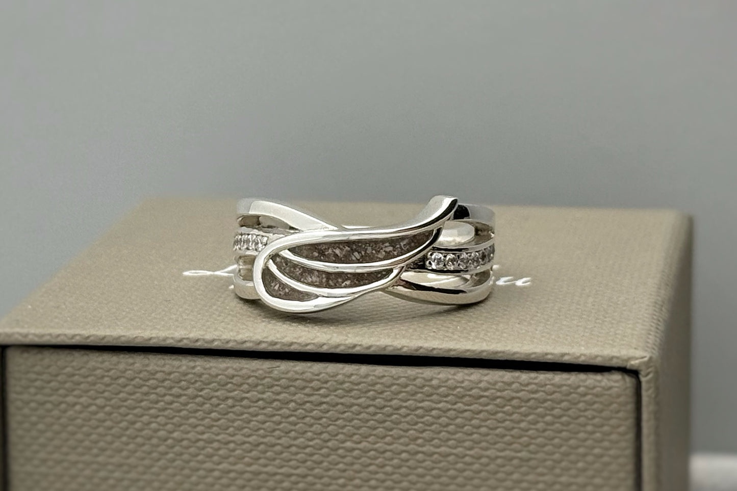 925 Silver Angel Wing Crystal Ring