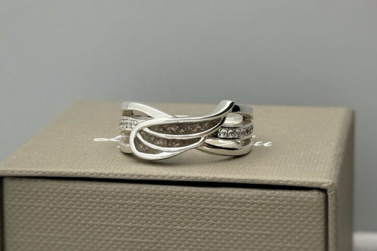 925 Silver Angel Wing Crystal Ring