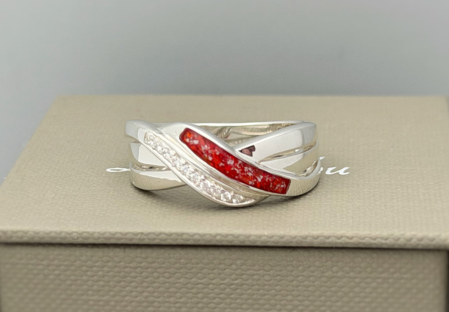925 Silver Triple Band Crystal Ring