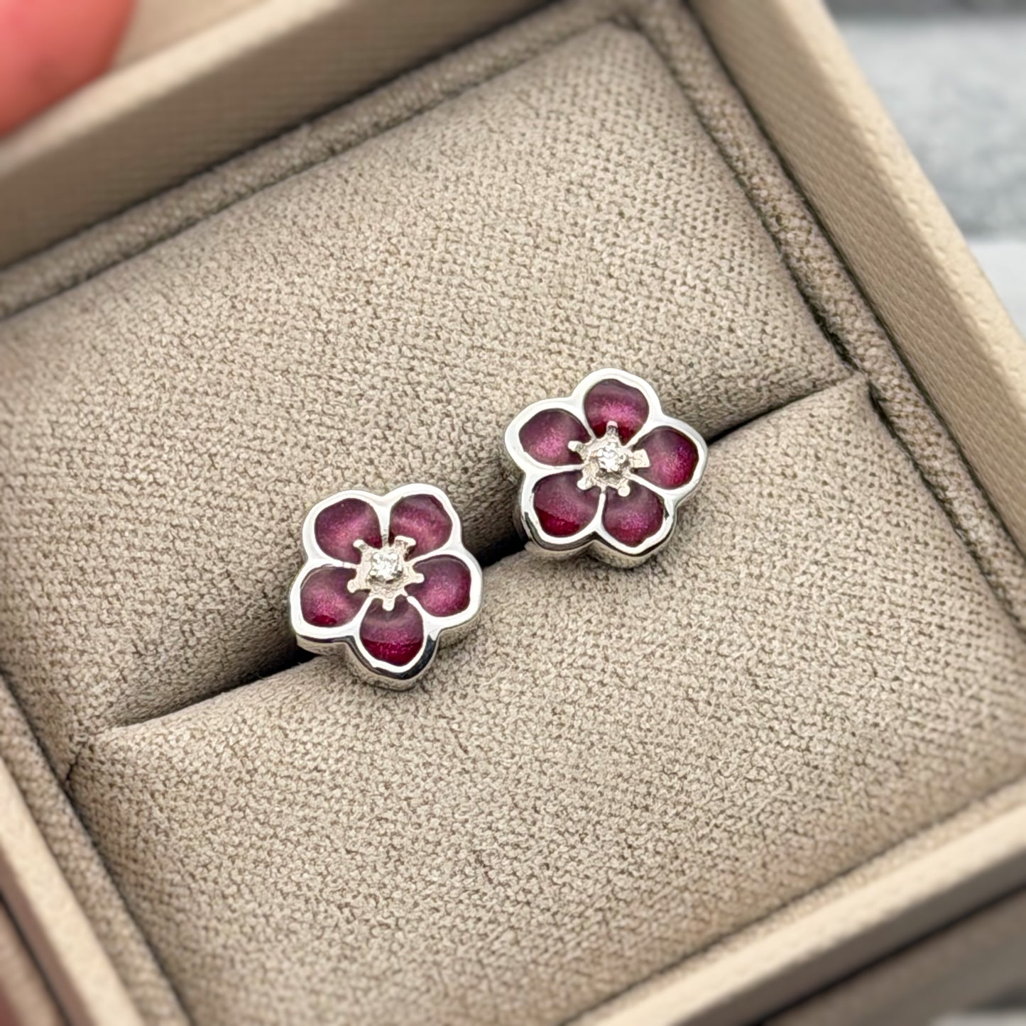 925 Silver Forget-Me-Not Stud Memorial Earrings
