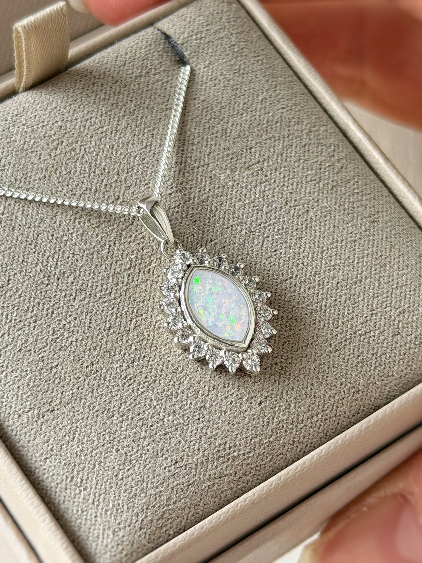 925 Silver Princess Marquise Crystal Surround Pendant