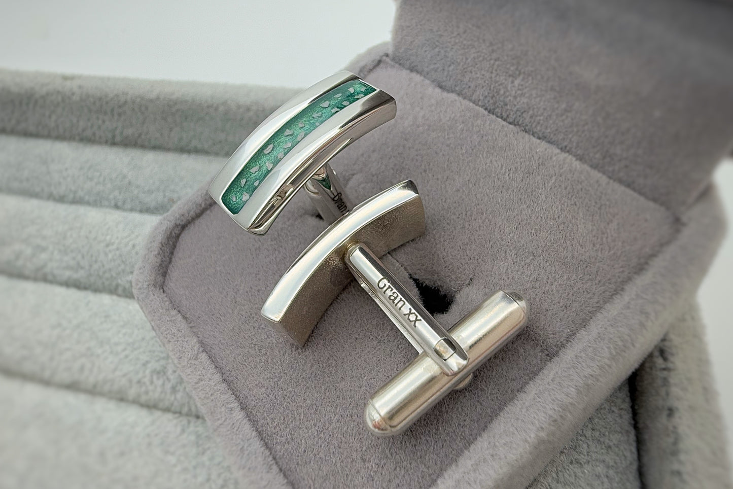925 Silver Gent’s Curved Rectangular Cufflinks