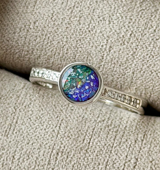 925 Silver Round Crystal Shoulder Ring