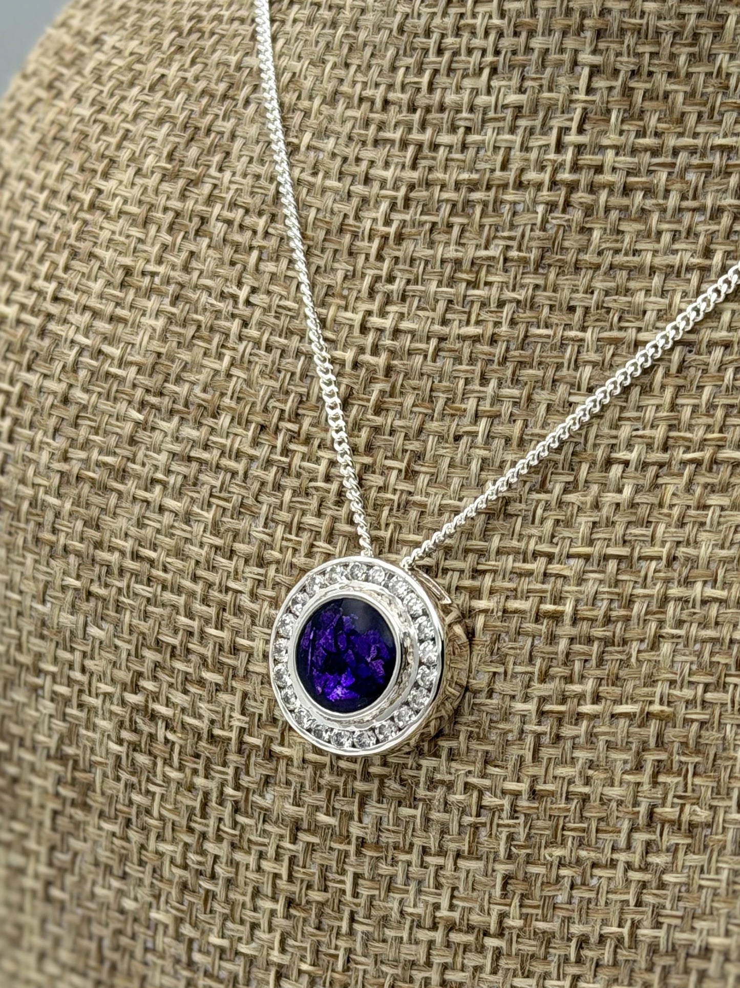 925 Silver Halo Round Floating Pendant
