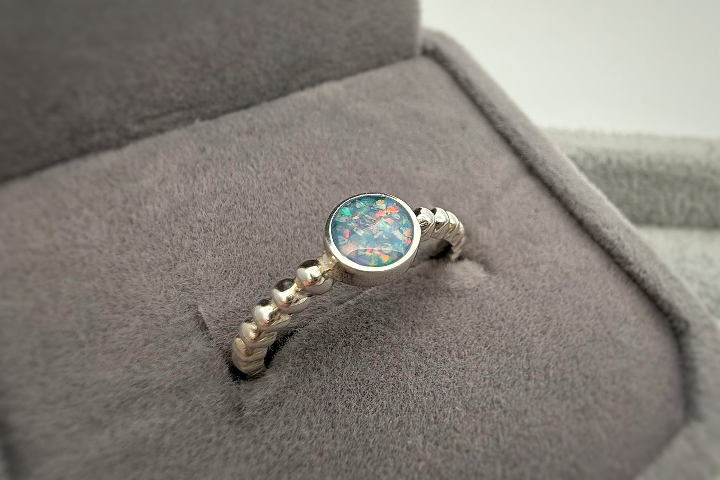 925 Silver Simple Round Stone Bobble Ring