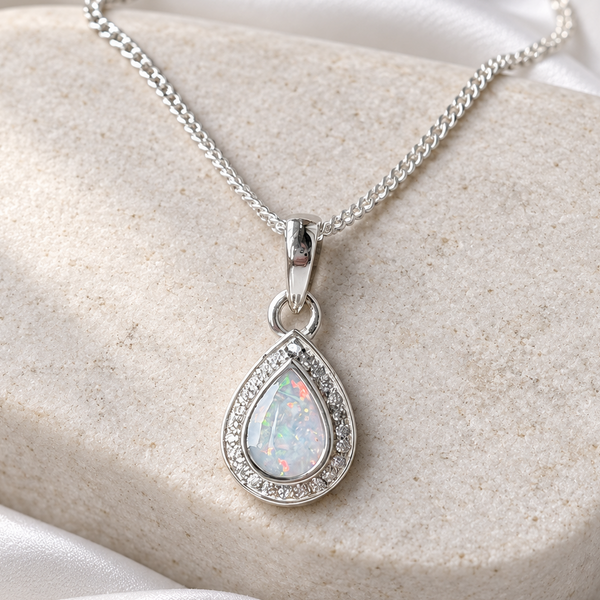 925 Silver Pear Drop Crystal Pendant