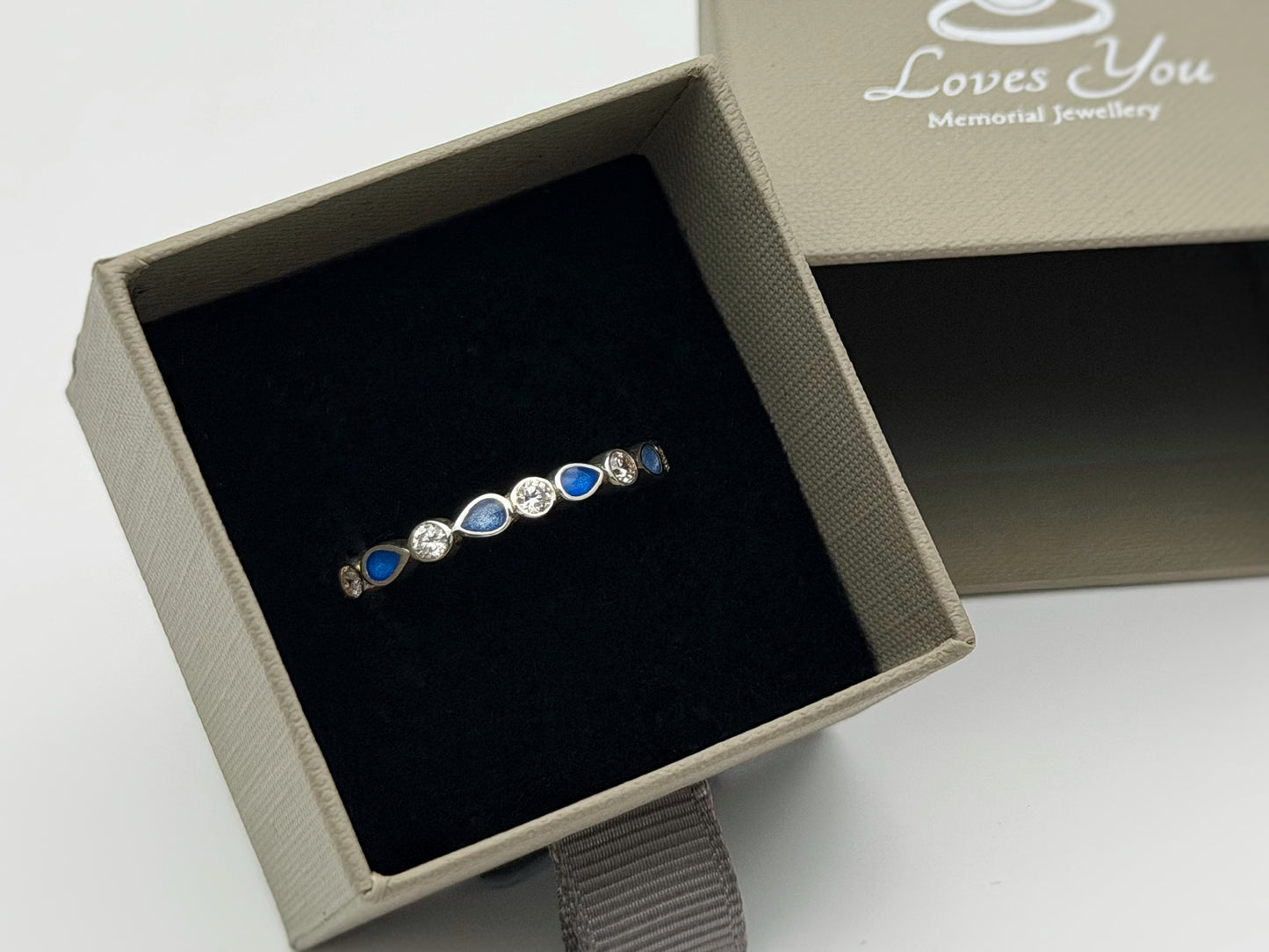 925 Silver Pear Crystal Band Ring