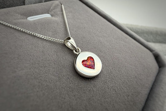 925 Silver Small Round Heart Indent Pendant