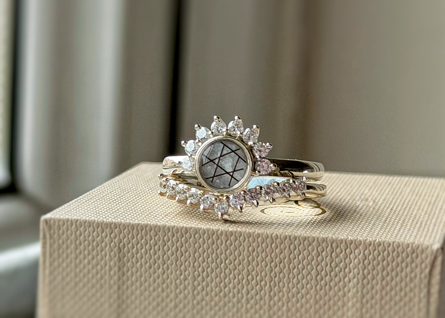 925 Silver Half Halo Crystal Ring