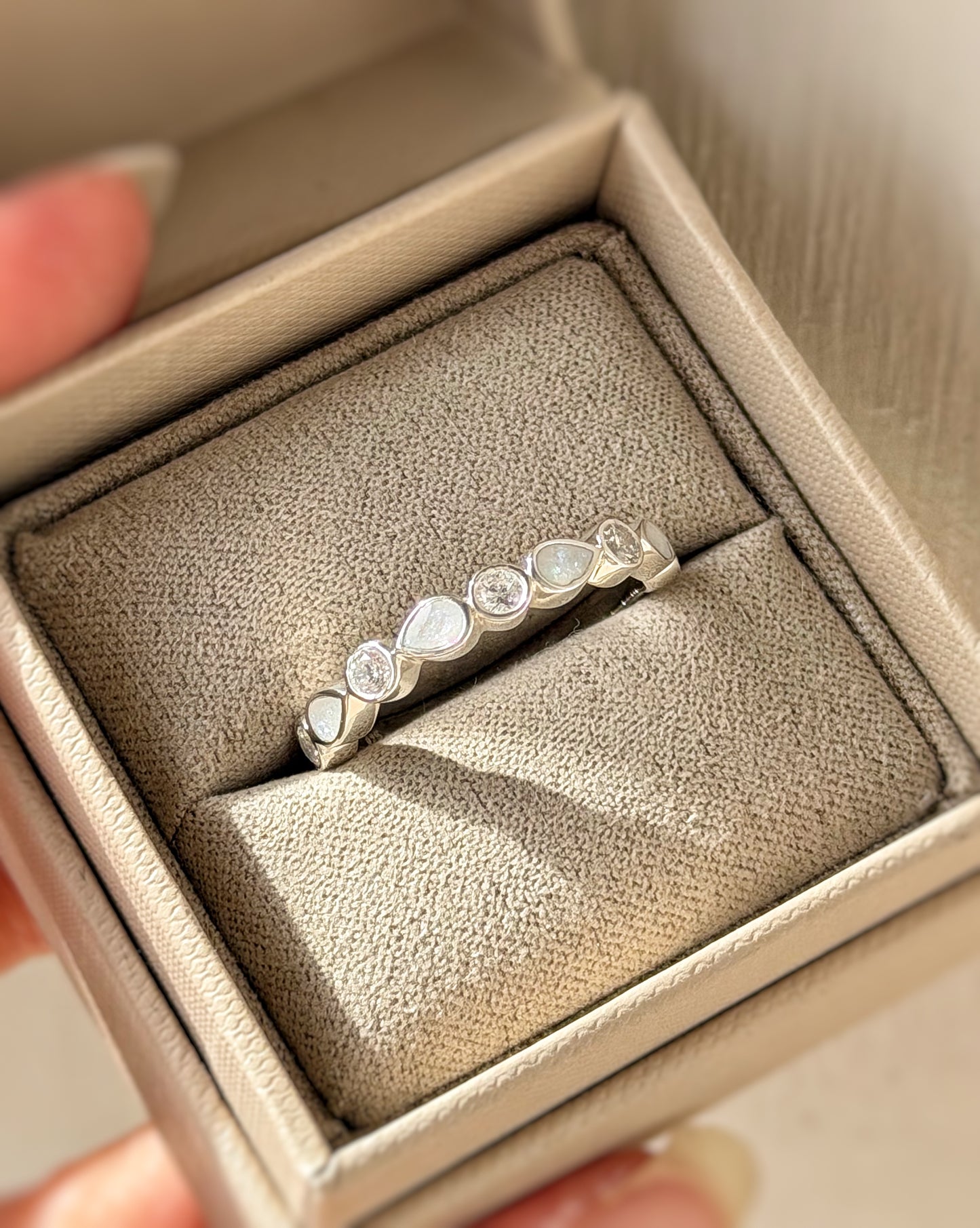 925 Silver Pear Crystal Band Ring