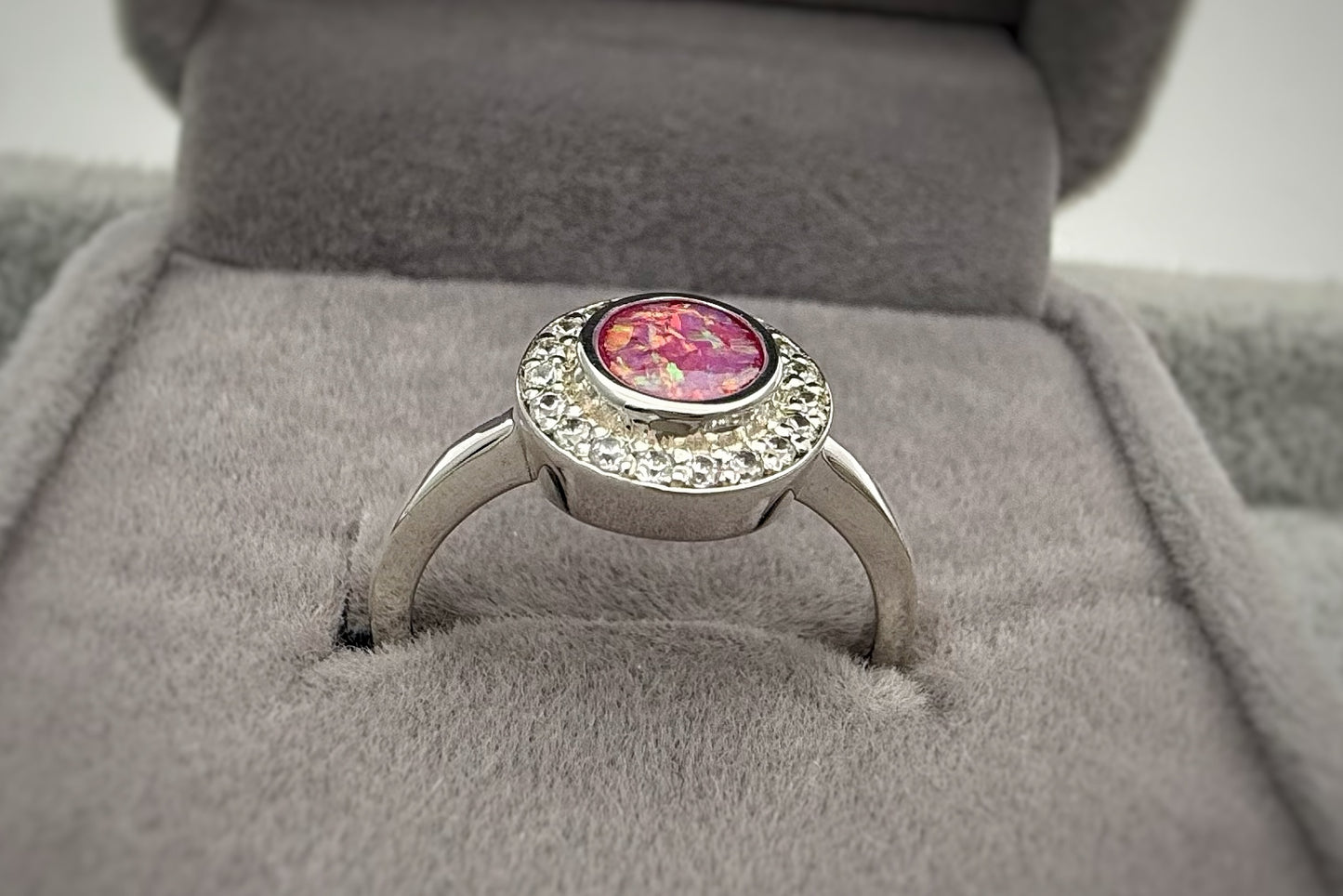 925 Silver Halo Cluster Crystal Ring